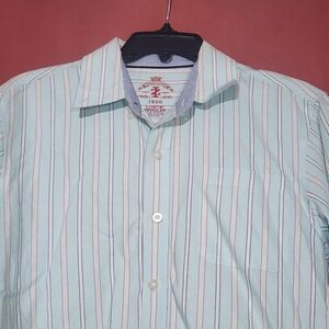 Izod Men's Light Blue and White Striped Shirt
